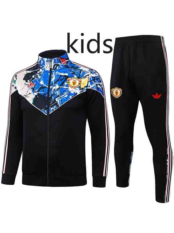 Manchester united kids jacket children black blue training tracksuit 2026-2027